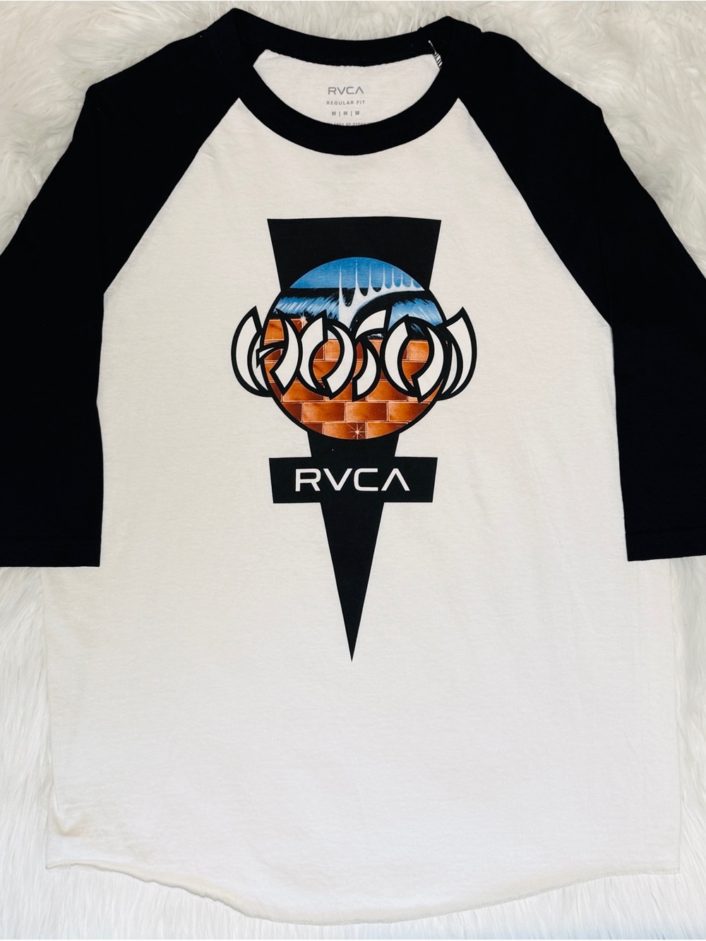 RVCA x Christian Hosoi Hammerhead Raglan Skateboard T-Shirt - Black & White M